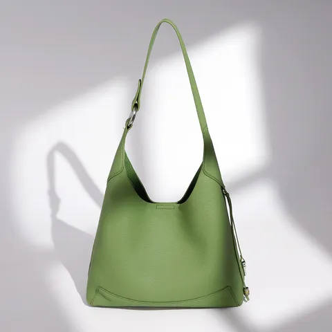Women Genuine Leather Bucket Bag Large Capacity Commuting Shoulder Bag Minimalist Solid Color Underarm Bag Fashion Handbag