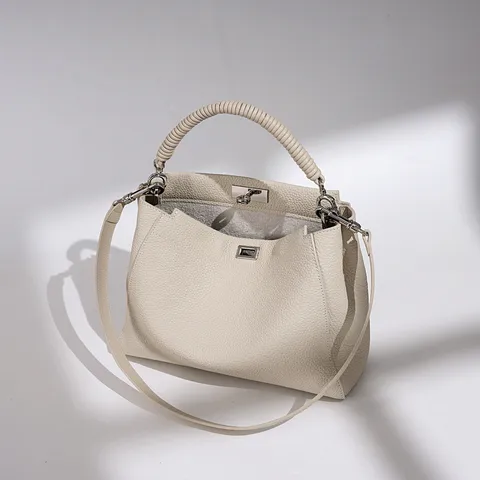 Luxury Genuine Leather Top Handle Crossbody Bag For Women Chic Commuting Motor Style Handbag Large Capacity Shoulder Bag