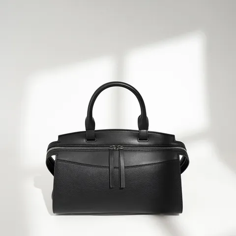 Women Casual Genuine Leather Top Handle Bag Vintage Bowling Shoulder Crossbody Bag Large Capacity Satchel Handbag