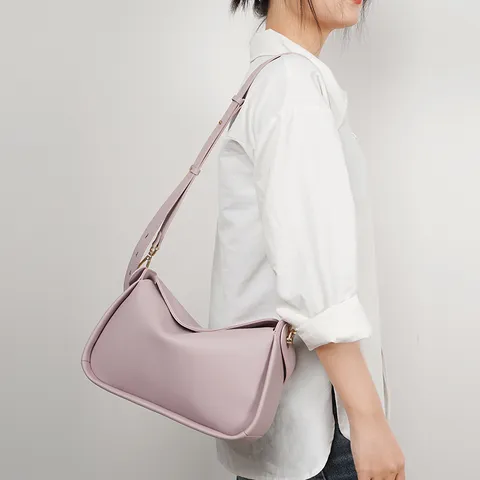 Women Genuine Leather Dumpling Bag Urban Minimalist Underarm Shoulder Bag Soft Cowhide Commuter Handbag Purse