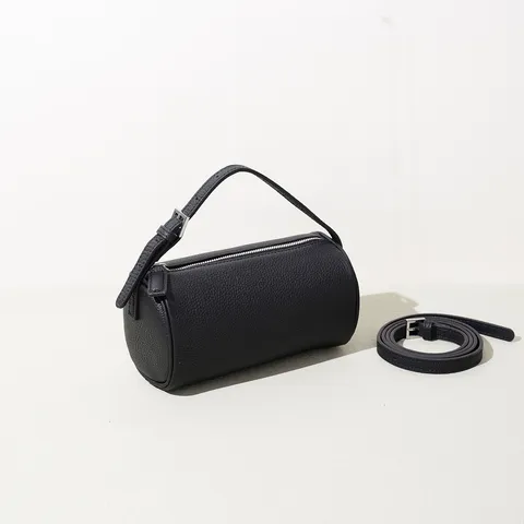 Genuine Cowhide Leather Cylinder Bag Women Minimalist Underarm Shoulder Bag Fashion Casual Commuting Handbag