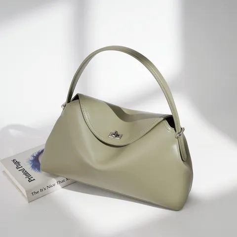 Women Genuine Leather Top Handle Bag Vintage Casual Large Capacity Commuter Handbag Solid Color Elegant Shoulder Bag