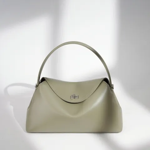 Women Genuine Leather Top Handle Bag Vintage Casual Large Capacity Commuter Handbag Solid Color Elegant Shoulder Bag
