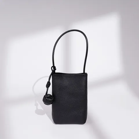 Genuine Leather Women Mini Phone Bag Soft Leather Crossbody Bag Fashion Casual Shoulder Bag With Knot Detail