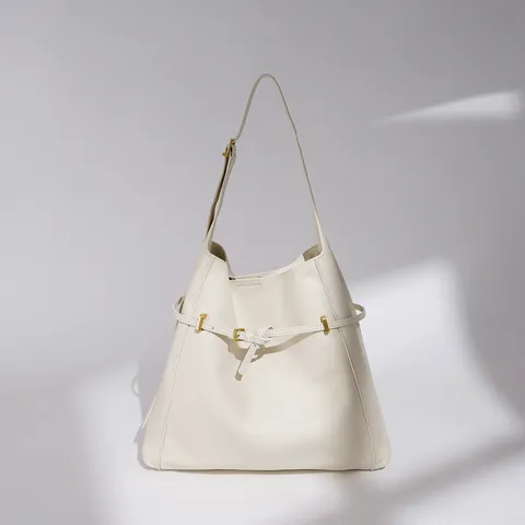 Women Large Capacity Cowhide Tote Bag Urban Minimalist Casual Shoulder Bag Daily Commute Leather Handbag