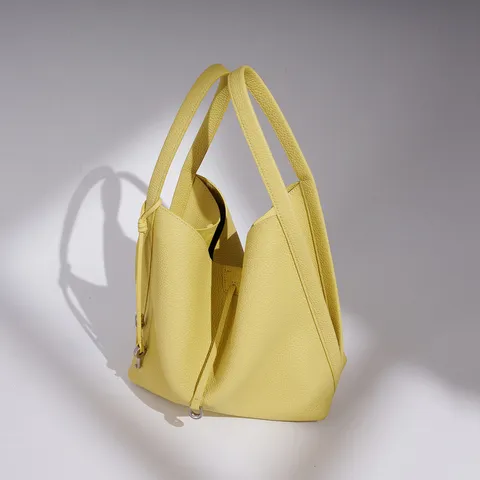 Women Genuine Leather Bucket Bag Minimalist Top Handle Handbag Large Capacity Casual Commuter Shoulder Bag