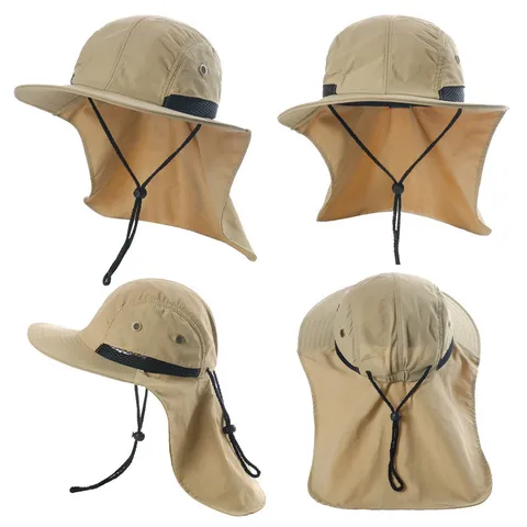 Outdoor Sonnenschutz Fischerhut Wasserdichte Breite Krempe Kappe Mit Nackenschutz Unisex Wandern Angeln Hut