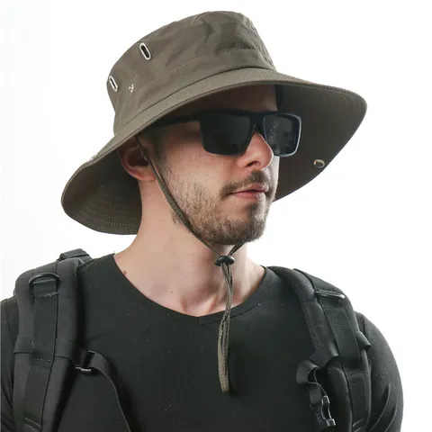 Unisex Outdoor Wasserdicht Sonnenschutz Fischerhut Schnelltrocknend Wandern Reise Kappe Casual Einfarbig Sonnenhut Für Sommer