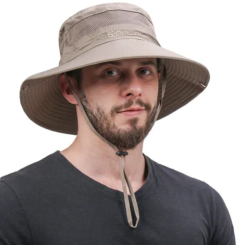 Unisex Outdoor Sonnenschutz Fischerhut Breite Krempe Atmungsaktives Mesh Sommer Wandern Angeln Kappe Casual Reisehut