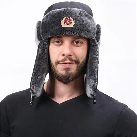 Plus Size Abzeichen Uschanka Mütze Winddicht Wasserdicht Herren Damen Outdoor Verdickte Ohrenklappe Russische Warme Mütze
