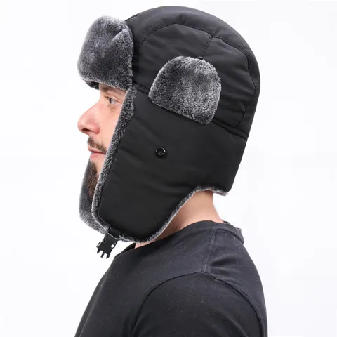 Plus Size Abzeichen Uschanka Mütze Winddicht Wasserdicht Herren Damen Outdoor Verdickte Ohrenklappe Russische Warme Mütze