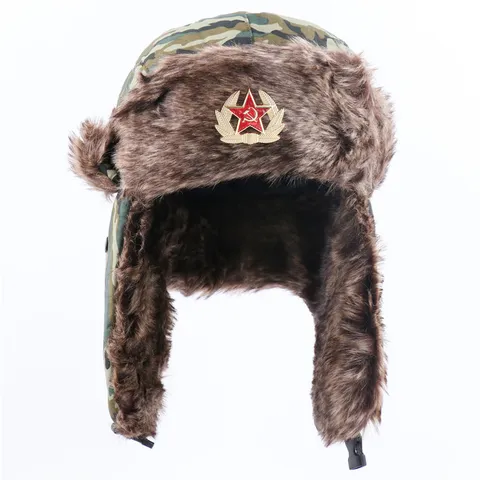 Unisex Camouflage Ushanka Hut Winter Warm Winddicht Trapper Hut Ohrenklappen Bomber Hut Militärischer Stil Schnee Hut