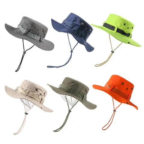 Unisex Reine Baumwolle Outdoor Fischerhut Breite Krempe Sonnenschutz Bucket Hat Lässige Einfarbige Wanderkappe Für Damen Herren
