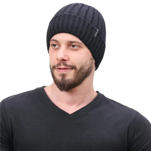 Winter Fleece Gefütterte Strickmütze Für Herren Damen Dicke Warme Beanie Mütze Outdoor Winddicht Einfarbig Slouchy Skull Cap