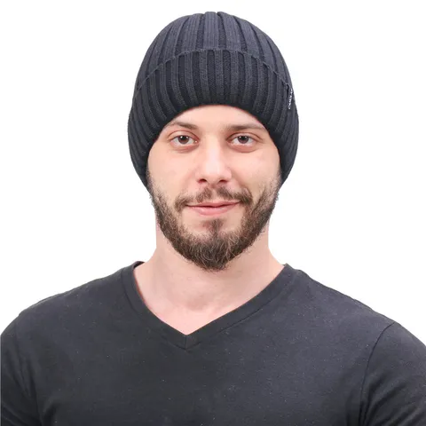 Winter Fleece Gefütterte Strickmütze Für Herren Damen Dicke Warme Beanie Mütze Outdoor Winddicht Einfarbig Slouchy Skull Cap