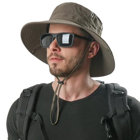 Unisex Outdoor Wasserdicht Sonnenschutz Fischerhut Schnelltrocknend Wandern Reise Kappe Casual Einfarbig Sonnenhut Für Sommer