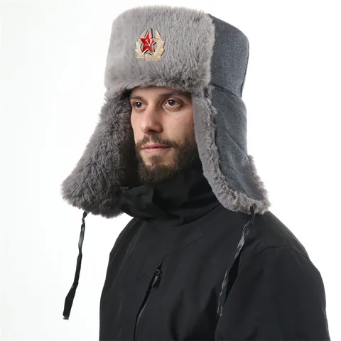 Winter Verdickte Warme Ushanka Mütze Herren Damen Outdoor Kälteschutz Fleece Ohrenklappen Bomber Mütze Vintage Schnee Ski Kappe