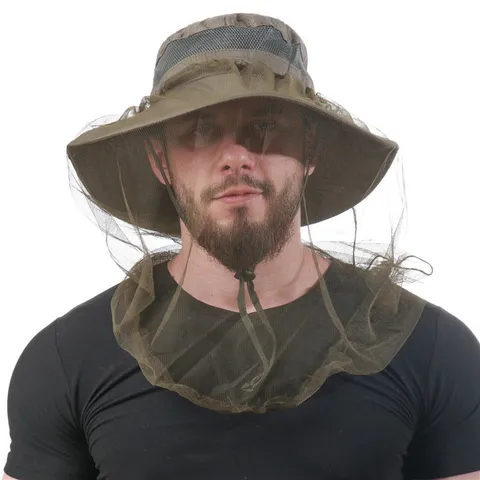 Outdoor Sonnenschutz Fischerhut Mit Moskitonetz Atmungsaktiv Polyester Sommer Wandern Angeln Kappe Für Herren Damen