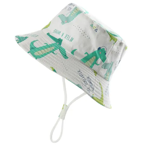 Kinder Sommer Sonnenschutz Fischerhut Cartoon Krokodil Print Atmungsaktive Outdoor Strandkappe