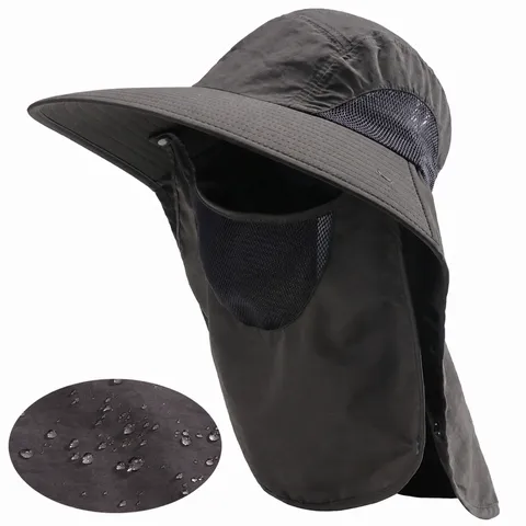 Unisex Outdoor Sonnenschutz Fischerhut Wasserdichte Kappe Mit Gesichtsschutz Und Nackenklappe Zum Wandern