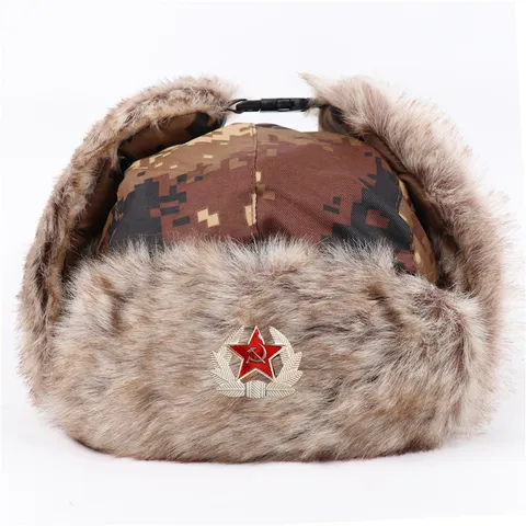 Winter Warme Trapper Mütze Winddichte Ushanka Bomber Mütze Kunstpelz Ohrklappen Camouflage Kaltes Wetter Skikappe Für Männer Frauen