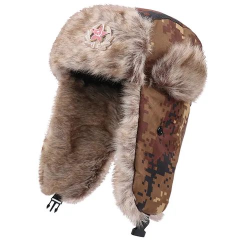 Winter Warme Trapper Mütze Winddichte Ushanka Bomber Mütze Kunstpelz Ohrklappen Camouflage Kaltes Wetter Skikappe Für Männer Frauen