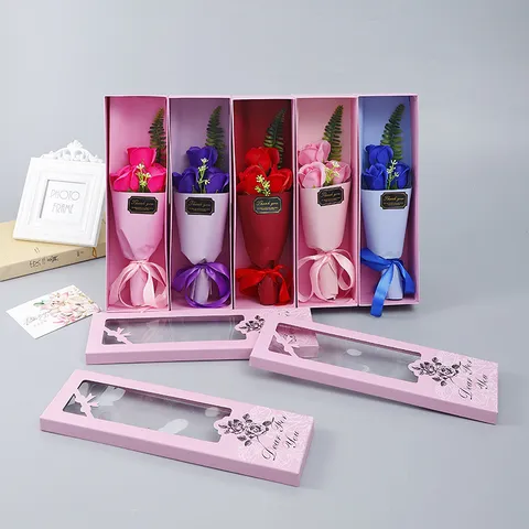 Valentine's Day Rose Soap Flower Bouquet Gift Box Romantic Present For Girlfriend