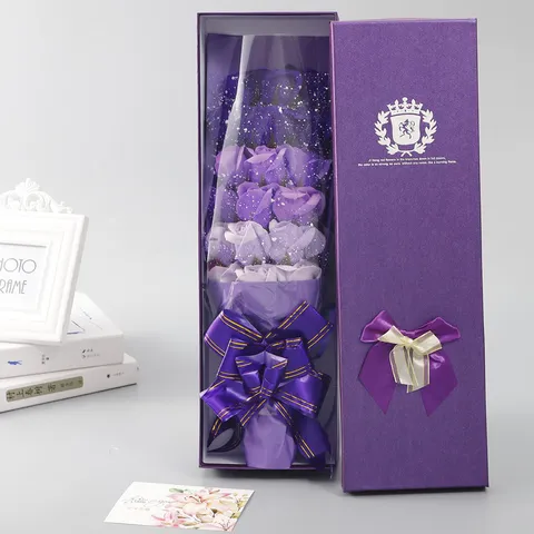 Valentine Day Gift Artificial Soap Rose Flower Bouquet With Gift Box Ribbon For Girlfriend Birthday Party Home Decor