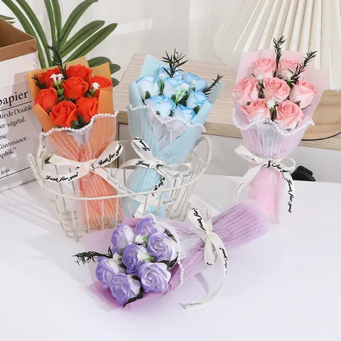 Artificial Soap Rose Flower Bouquet Mini Gift For Valentine Day Birthday Wedding Party Home Decoration
