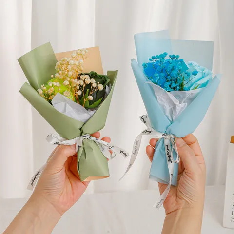 Mini Dried Flower Rose Baby Breath Bouquet Preserved Flower Gift Box For Graduation Valentine Day Party Souvenir