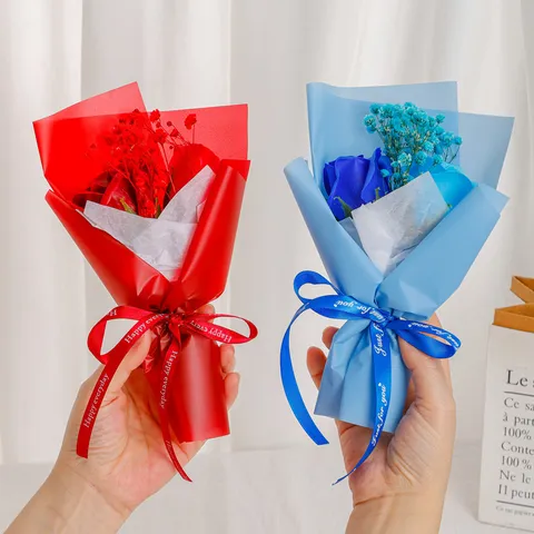 Mini Dried Flower Rose Baby Breath Bouquet Preserved Flower Gift Box For Graduation Valentine Day Party Souvenir