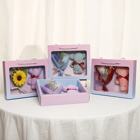 Caja De Regalo De San Valentín Ramo De Flores De Rosa De Jabón Con Oso De Toalla Regalo Romántico Creativo Para Mujer Novia Esposa