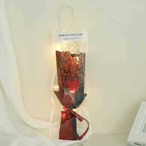 Creative Dried Flower Rose Soap Flower Bouquet With LED Light Gift Bag Valentine Day Gift Floral Arrangement