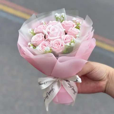 Handmade Soap Rose Flower Mini Bouquet Artificial Floral Arrangement Gift For Valentine Day Home Party Decoration
