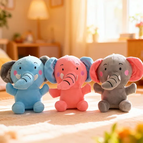 Cute Stuffed Elephant Plush Toy Soft Cartoon Elephant Doll Hugging Pillow Children Birthday Gift Room Decor