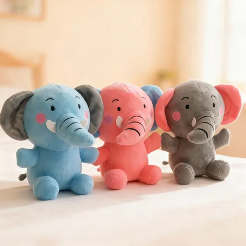 Cute Stuffed Elephant Plush Toy Soft Cartoon Elephant Doll Hugging Pillow Children Birthday Gift Room Decor