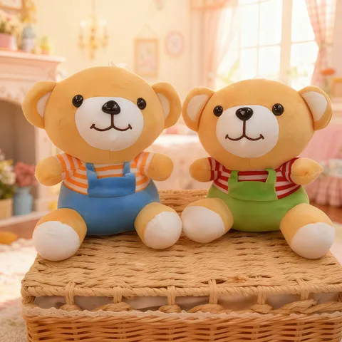 Soft Plush Bear Toy Cute Stuffed Animal Doll Four-Way Stretch Overall Bear Claw Machine Toy Kids Companion Gift