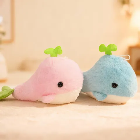 Cartoon Whale Stuffed Animal Plush Toy Cute Short Plush PP Cotton Soft Doll Kids Companion Pillow Home Decor