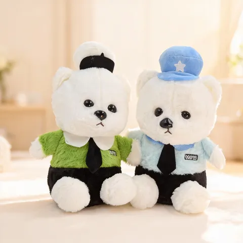 Cute Police Bear Plush Toy Stuffed Animal Doll Soft Cartoon Bear Toy For Kids Party Decoration