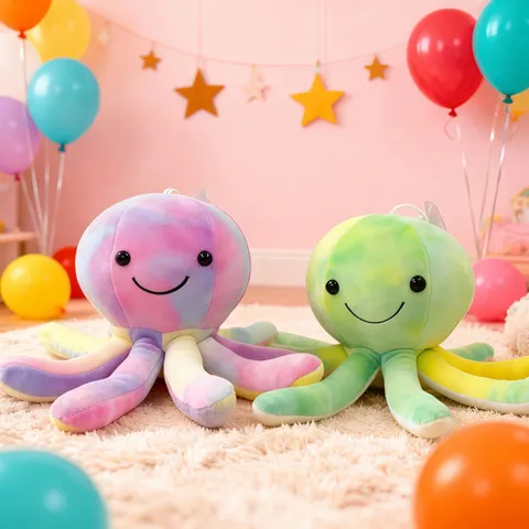 Cute Soft Octopus Plush Toy Stuffed Animal Dual-Sided Reversible Octopus Doll Kawaii Cuddle Pillow Kids Birthday Gift Home Decor