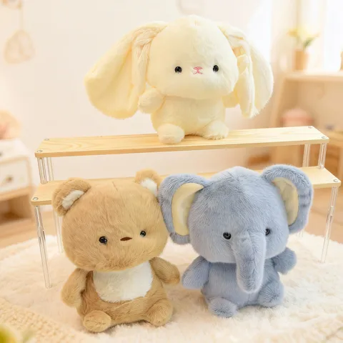Cute Cartoon Animal Plush Toy Stuffed Doll Elephant Bear Rabbit Desktop Companion Soft Kids Toy Gift