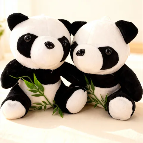 Cute Bamboo Holding Panda Plush Toy Stuffed Animal Soft Doll Cartoon Panda Pillow Birthday Gift For Kids And Friends