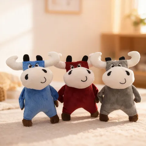 Cute Cartoon Bull Plush Toy Stuffed Animal Soft Short Plush PP Cotton Filled Doll Children Gift Home Decor