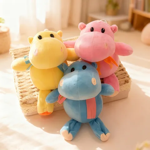 Cartoon Hippo Plush Toy Cute Stuffed Animal Doll Soft Short Plush PP Cotton Kids Companion Home Decor Birthday Gift