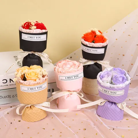 Mini Seifenrosen Blumenstrauß Valentinstag Geschenk Taschen Mini Rose Auto Lüftungsschlitz Dekoration Künstliche Blumen Geschenkbox