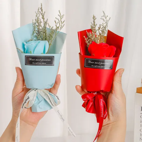Mini Soap Rose Dried Flower Bouquet Valentine's Day Gift Romantic Floral Present