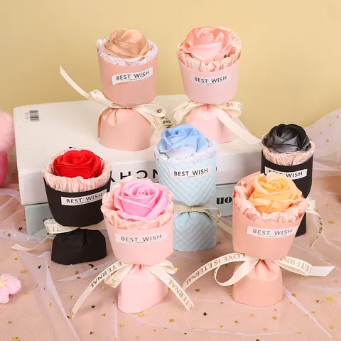 Mini Soap Flower Rose Bouquet Car Interior Ornament Valentine Day Gift Artificial Flower Home Decor