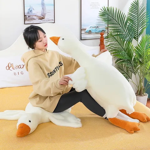Cute White Goose Plush Toy Soft Stuffed Animal Pillow Companion Hugging Doll For Kids And Adults Home Decor