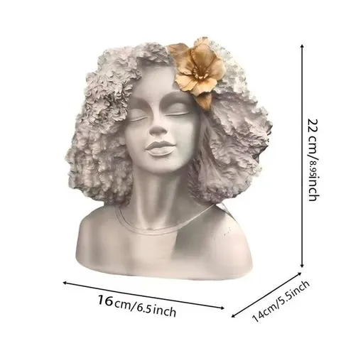 Resin Face Flower Pot Head Planter Creative Human Bust Vase Desktop Plant Pot Unique Home Decor Art Sculpture Pot