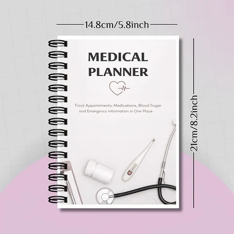 Medical Health Management Record Book Spiral Bound Daily Planner For Family Health Medication Tracking Notebook